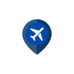 Location pin with airplane icon